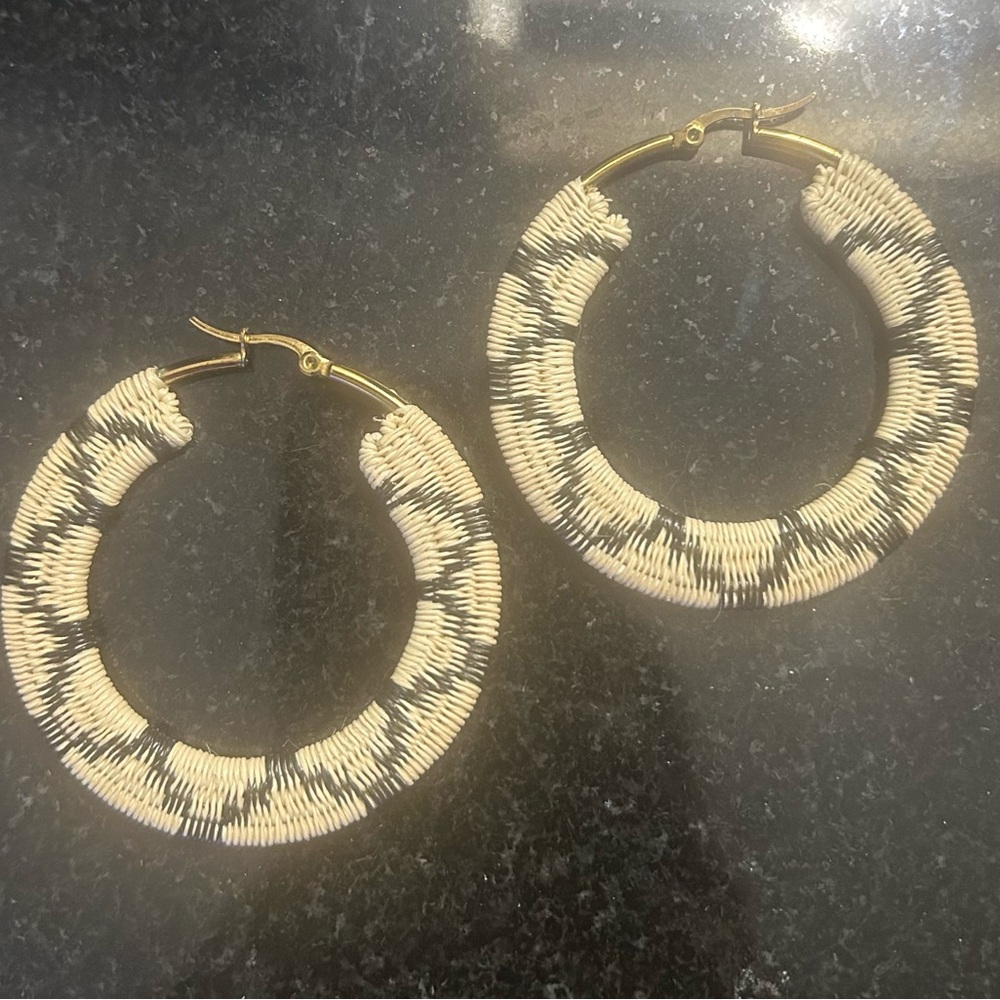 Handmade Colombian NEW hoop earrings Werregue OOAK Jewelry Natural Black